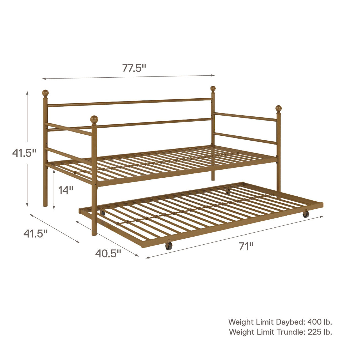 Mack & Milo™ Senter Twin Stainless Steel Daybed with Trundle & Reviews